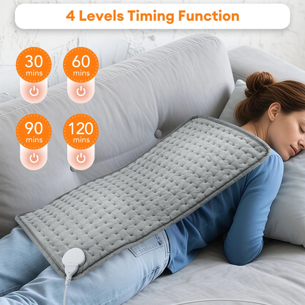 Electric Heating Pad 30×60cm | 9 Temps, Timer, Washable Electric Heating Pad PRIMED