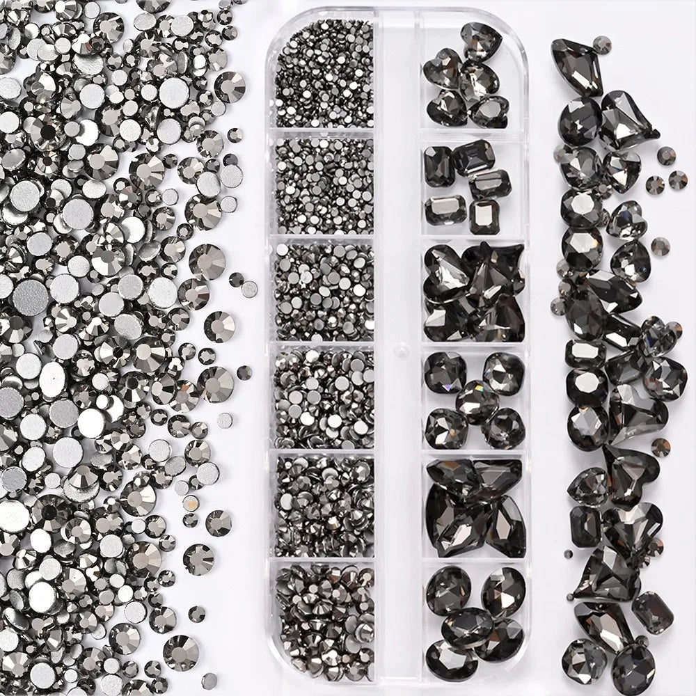 12-Grid 3D Nail Art Rhinestones – Mixed Glass Charms DIY Nail Art Rhinestones PRIMED 4