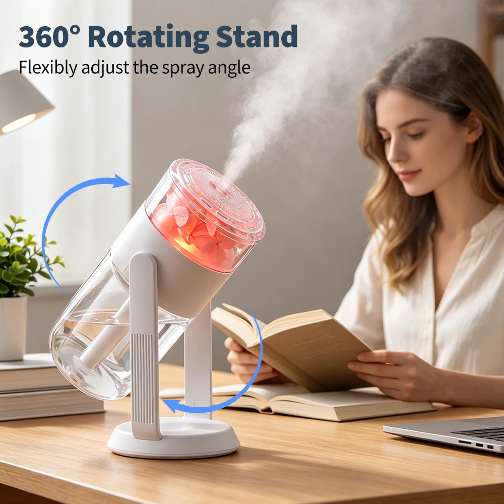 Preserved Flower USB Mini Humidifier – 7-Color LED & 360° Stand Mini Humidifier PRIMED