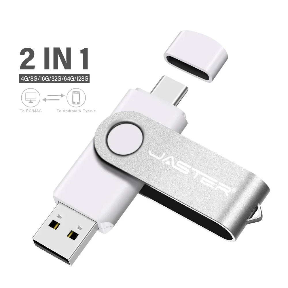 JASTER USB Type-C Flash Drive 16–128GB | 2-in-1 Pendrive USB Flash Drive PRIMED