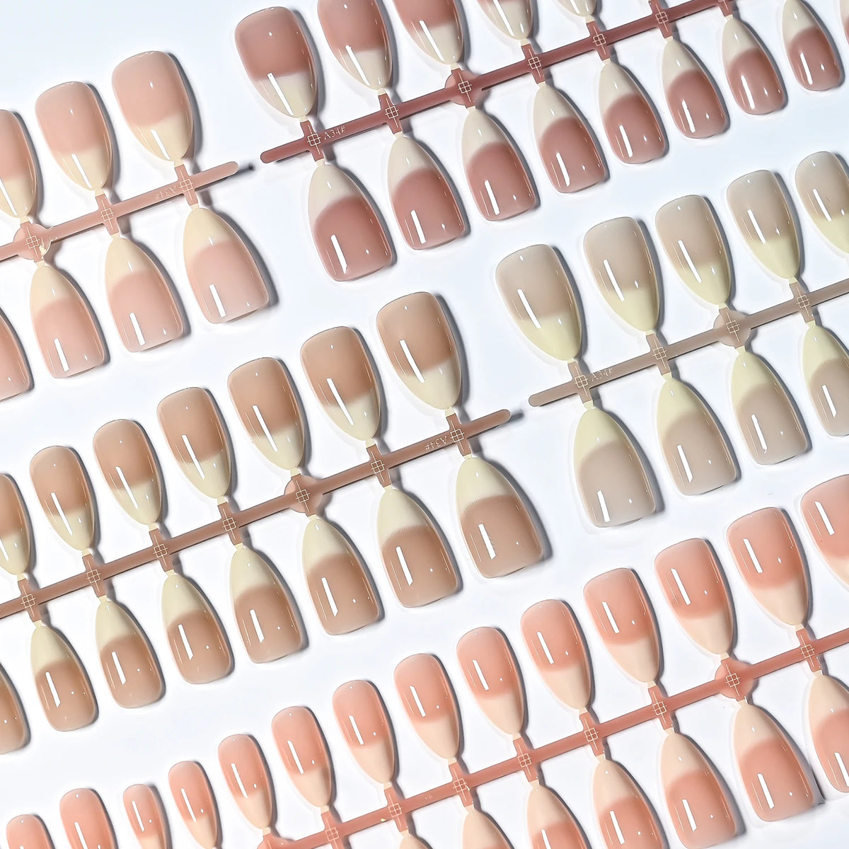 150Pcs French Pink Press On Nails – Long Almond Resin Tips
