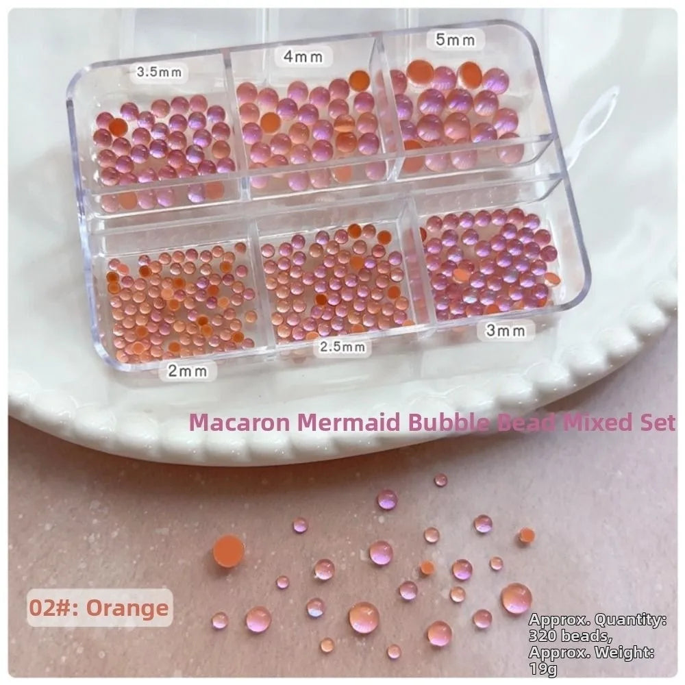 Mermaid Bubble Beads Nail Charms – Aurora Rainbow Glitter Nail Art Charms PRIMED Style 02