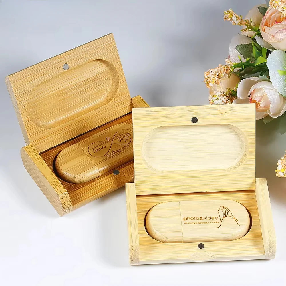 JASTER Bamboo Wooden USB Flash Drive 64GB – Custom Logo Gift Wooden USB Flash Drive PRIMED