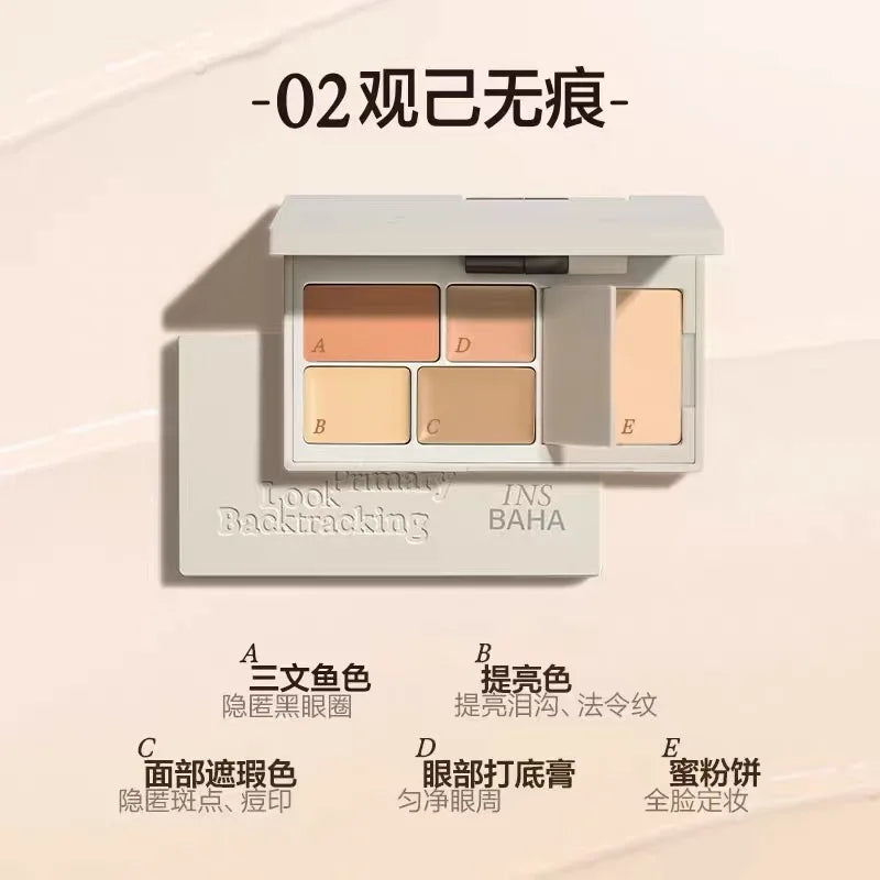 INSBAHA 5-Color Concealer & Setting Powder Palette All Skin