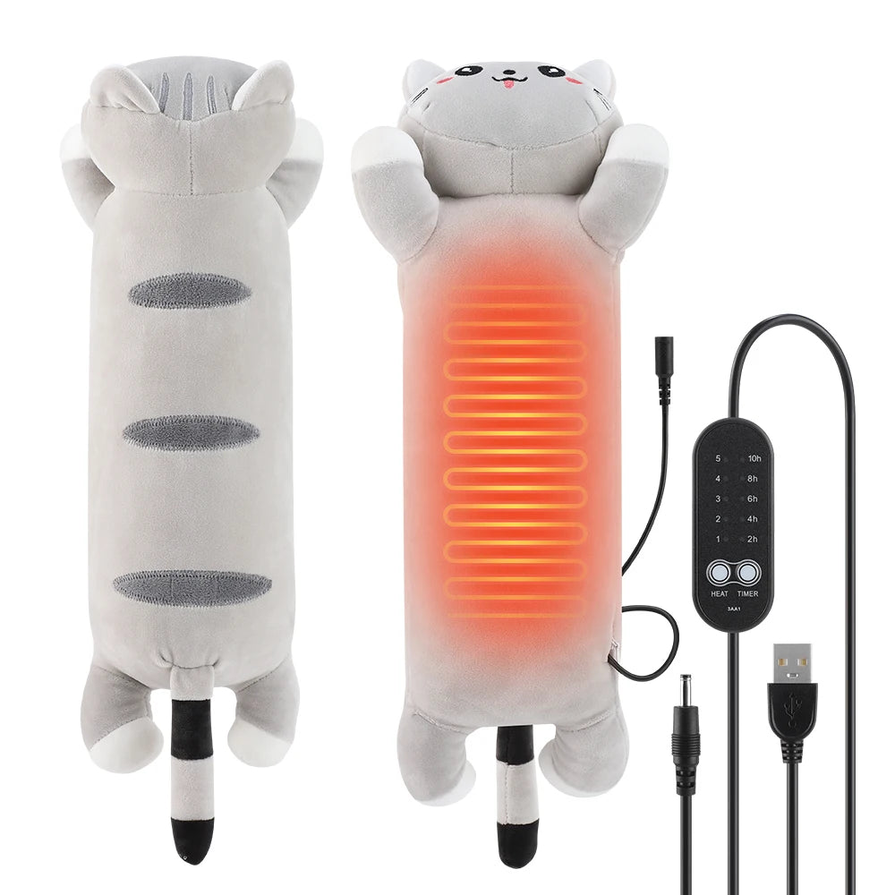 USB Heated Cat Plush Pillow – 5 Heat Levels, Neck & Back Heated Plush Pillow PRIMED as show USB Type-C