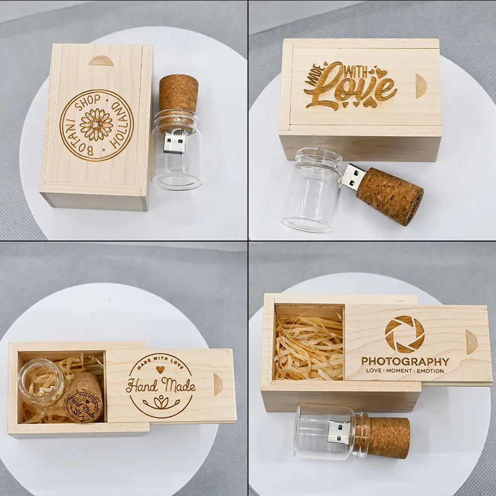 10-Pack Wooden USB 2.0 Flash Drives 8GB–128GB Gift Box USB Flash Drive PRIMED