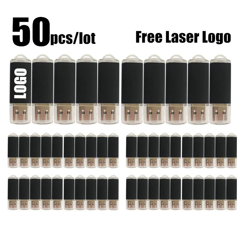 50-Pack Custom Logo USB 2.0 Metal Flash Drives 4GB–64GB USB Flash Drive PRIMED