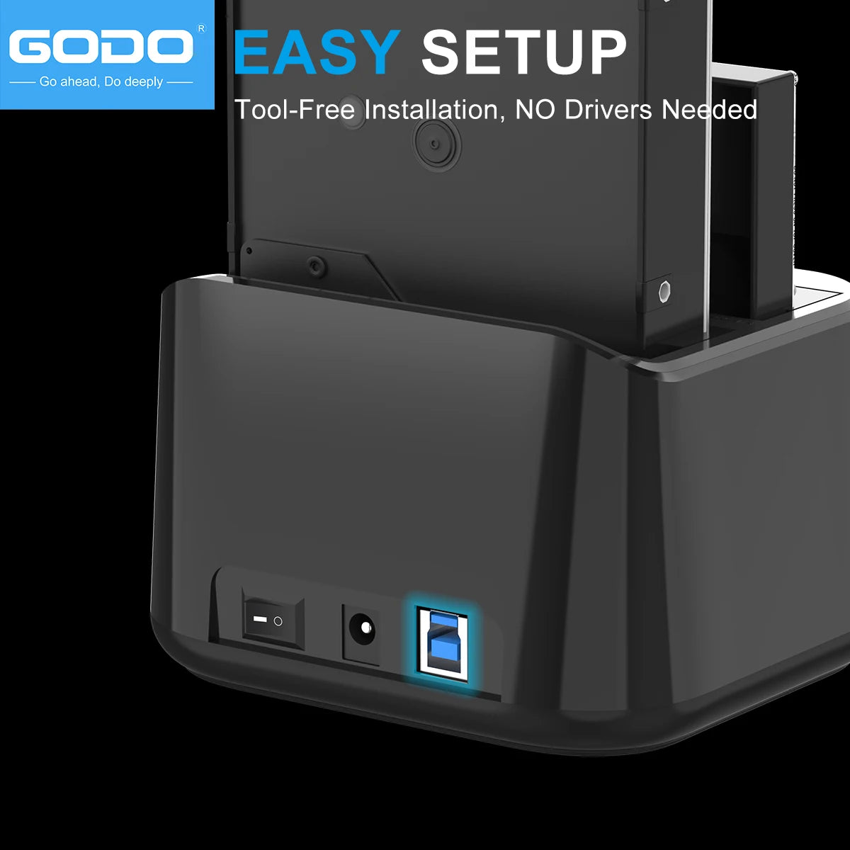GODO Dual Bay USB 3.0 HDD SSD Docking Station Offline Clone HDD Docking Station PRIMED
