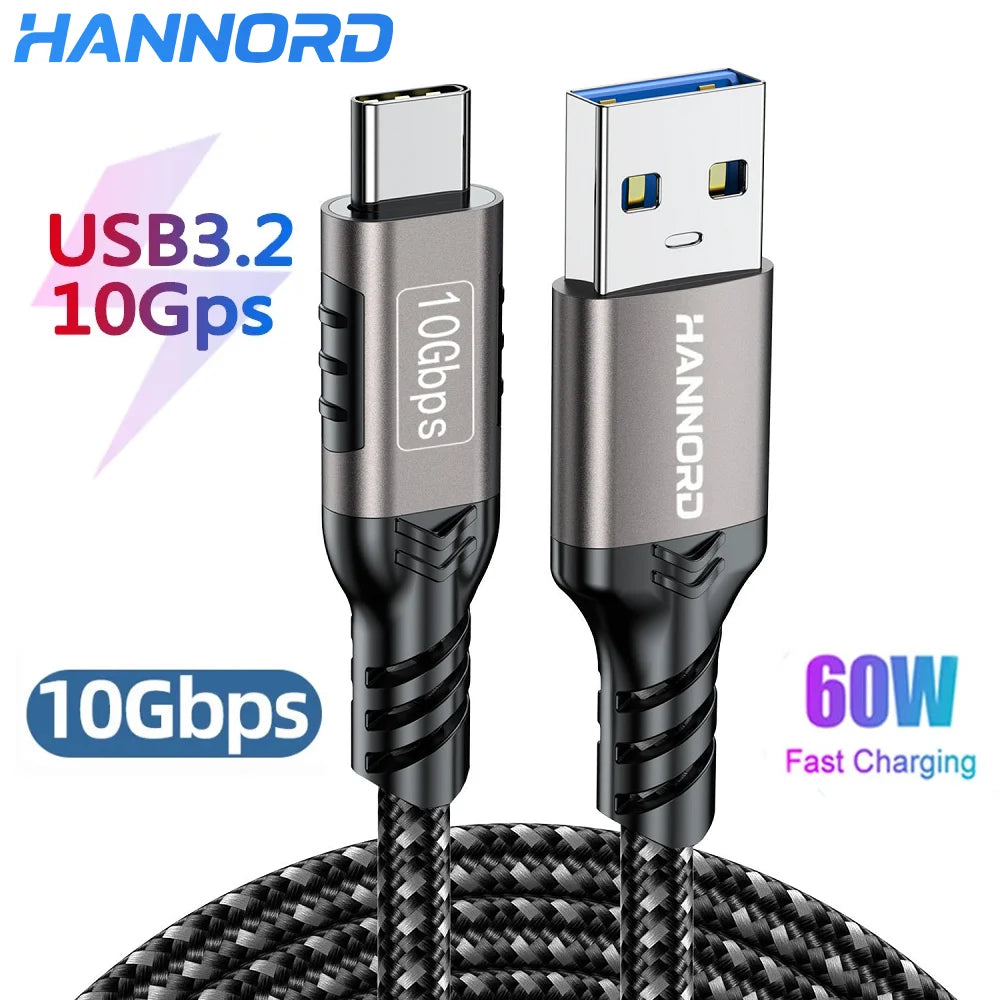 Hannord USB-A to USB-C 3.2 Gen2 Cable – 10Gbps 60W Fast Charge USB-C Data Cable PRIMED