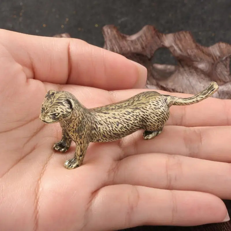 Solid Copper Sea Otter Statue | Antique Bronze Desk Figurine