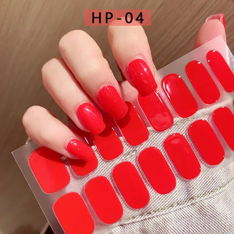 Semi-Cured Gel Nail Wraps Pink Tulip Floral | 16 Tips/Sheet