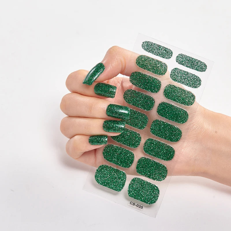 Semi-Cured Gel Nail Wraps Full Cover Stickers – 16pc Set
