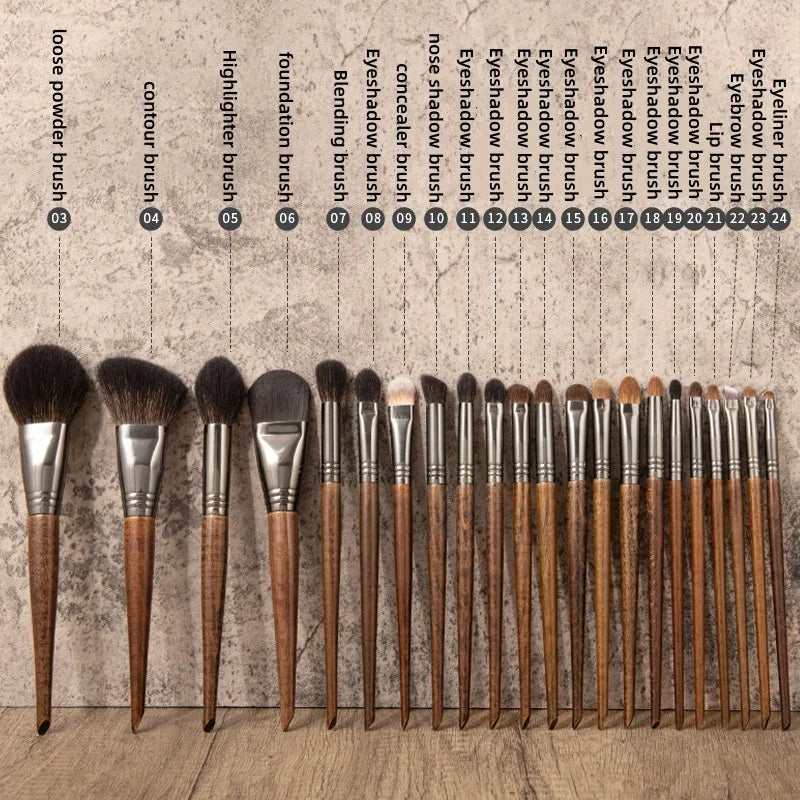 22-Piece Goat Hair Makeup Brush Set – Full Face & Eye Kit