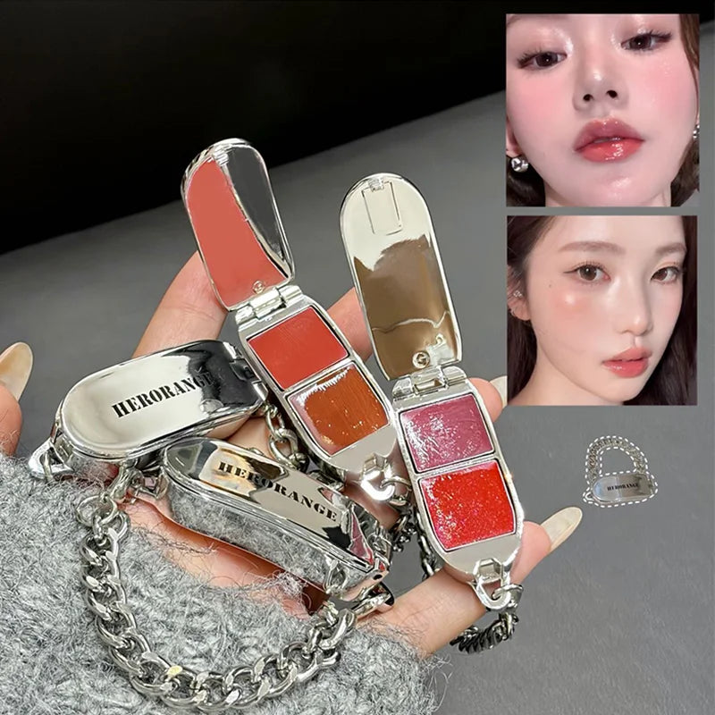 HERORANGE Two-Tone Blush & Lip Mud Palette | Dual-Purpose Blush Lip Palette PRIMED