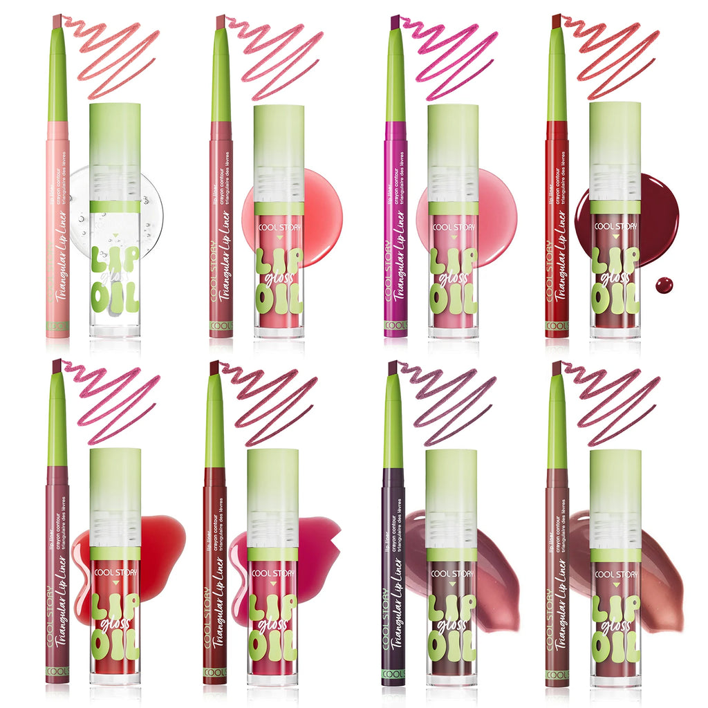 2-in-1 Lip Liner & Lip Gloss Set – Matte Plumping Combo Lip Makeup Set PRIMED