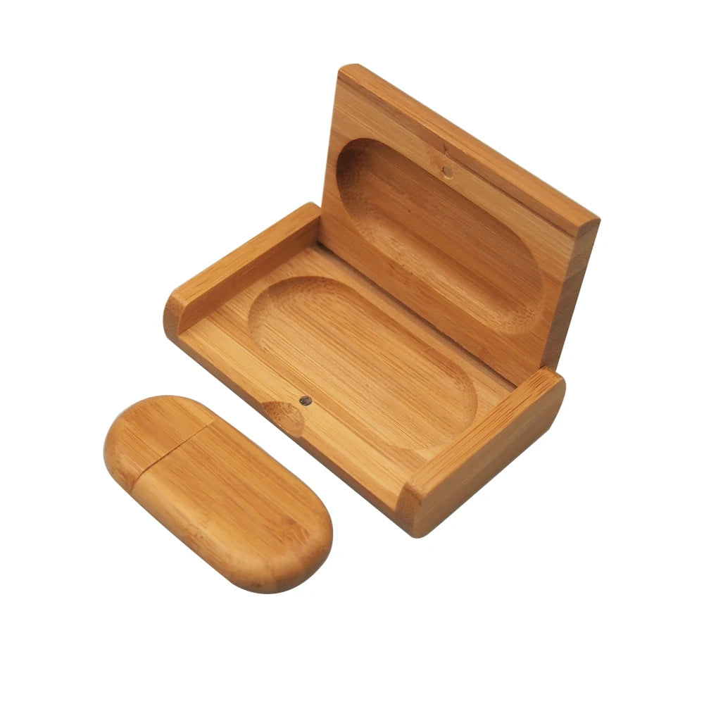 Wooden USB Flash Drive 4–32GB | Custom Logo Engraving Gift Wooden USB Flash Drive PRIMED Brown bamboo withbox 4GB