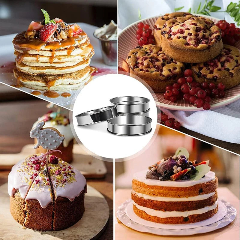 LMETJMA 6-Piece Stainless Steel Muffin & Tart Rings 10.5cm Baking Mold Rings PRIMED