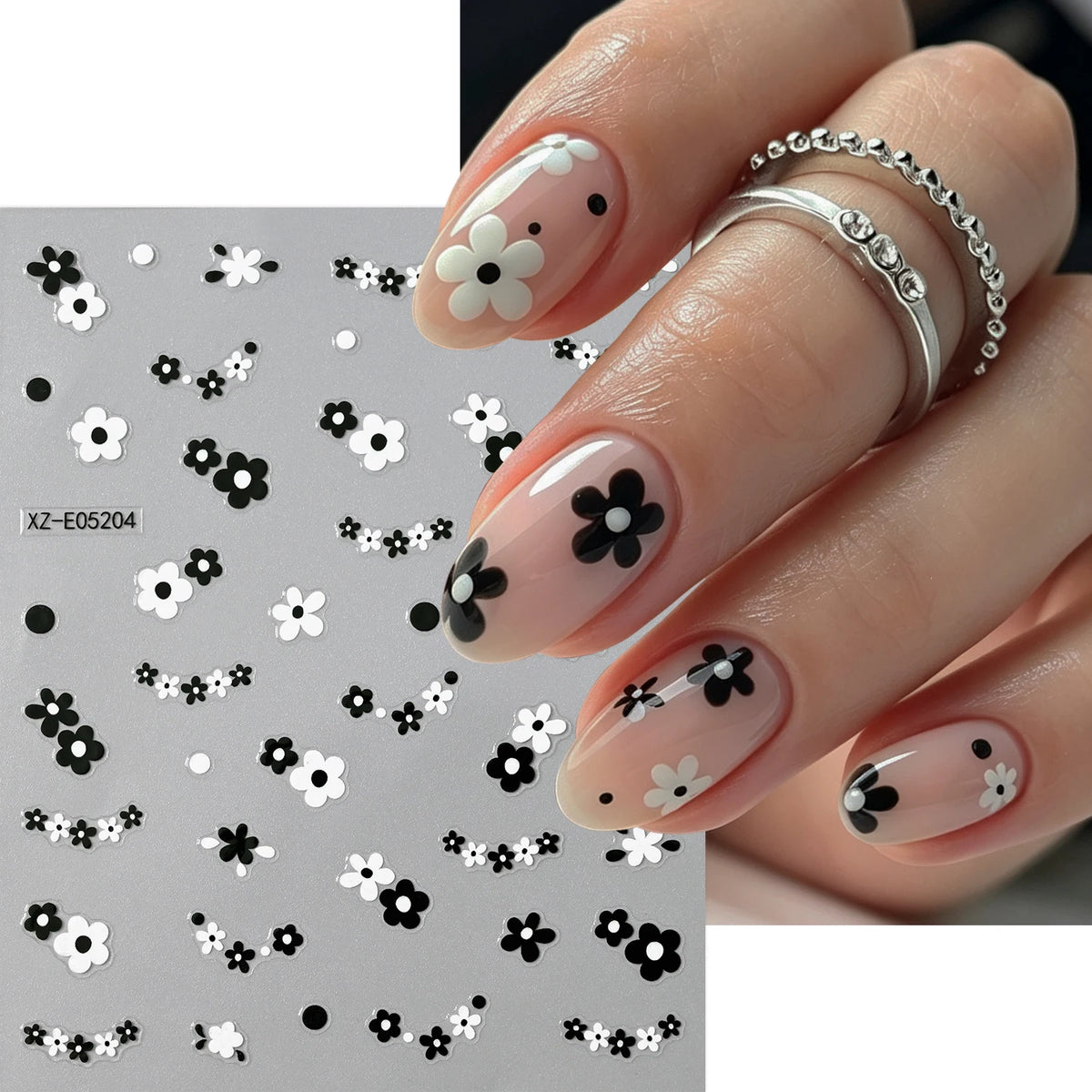 Piano Keys 5D Embossed Nail Art Stickers | DIY Manicure Decals