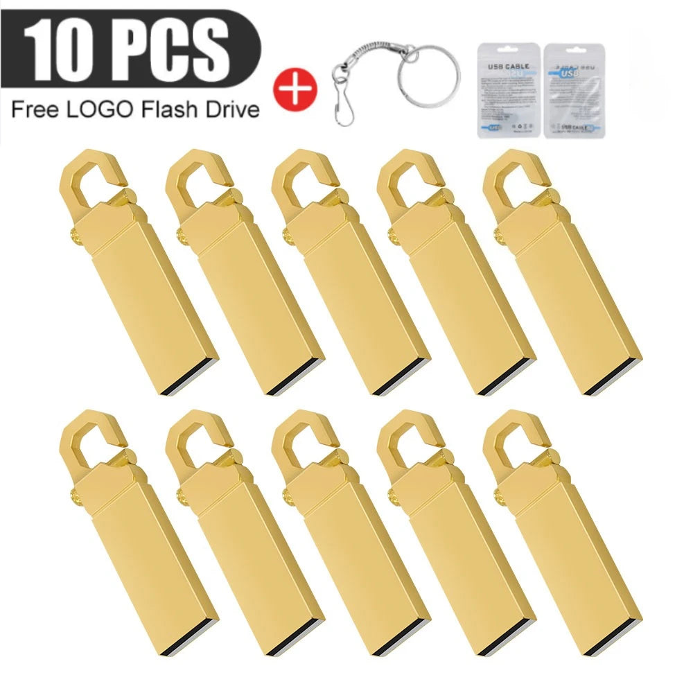 10-Pack Custom Logo Metal USB Flash Drives 128MB–128GB USB Flash Drive PRIMED 4GB x10pcs Gold u disk 2 China Mainland