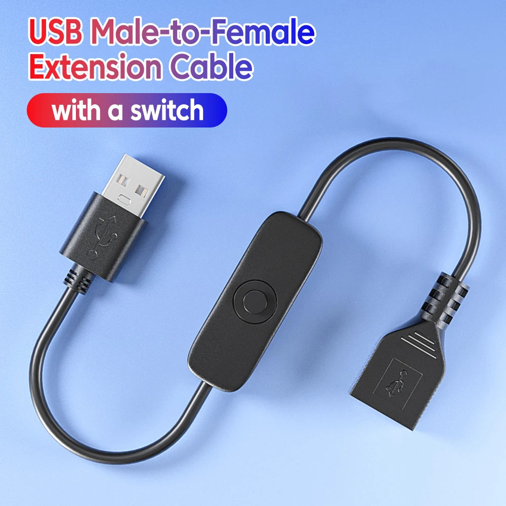 USB 2.0 Extension Cable with Inline Switch for Fan & LED Light USB Switch Cable PRIMED