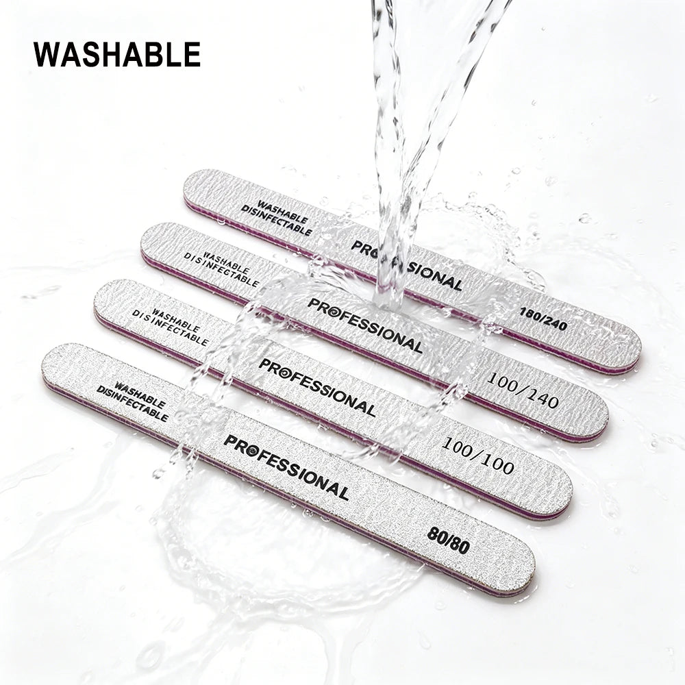 JEARLYU Grey Zebra Nail Files Multi-Grit Double Sided | 5/10 Pack Nail Files PRIMED