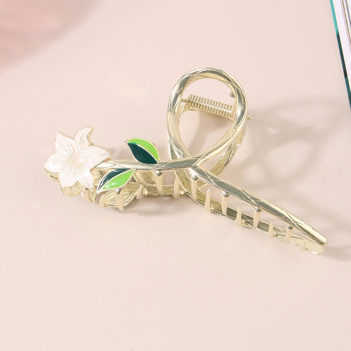Rose Tulip Flower Claw Clip – Metal Shark Clip for Women