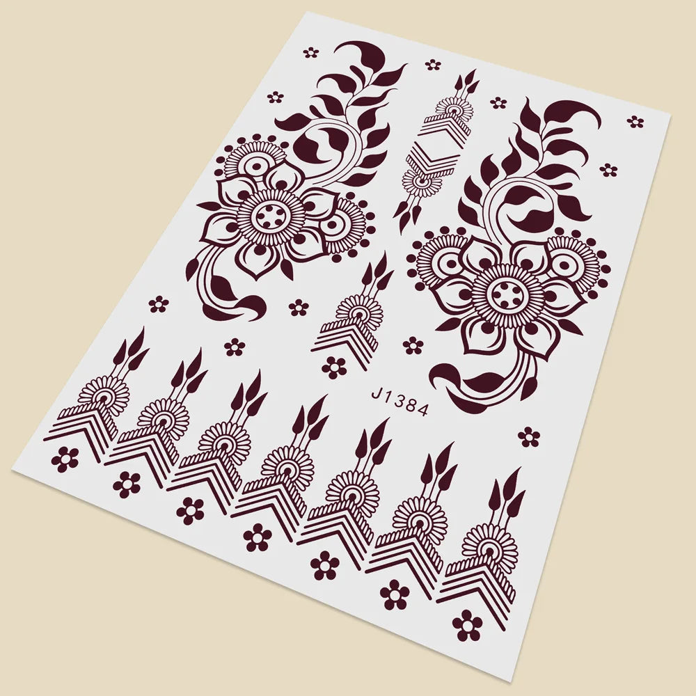 Henna Temporary Tattoo Stickers | Hand & Foot Body Art Temporary Tattoo Sticker PRIMED J1384