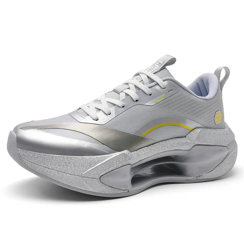 LETCOMFIT Carbon Plate Marathon Running Shoes – Unisex Marathon Running Shoes PRIMED 36 Silver
