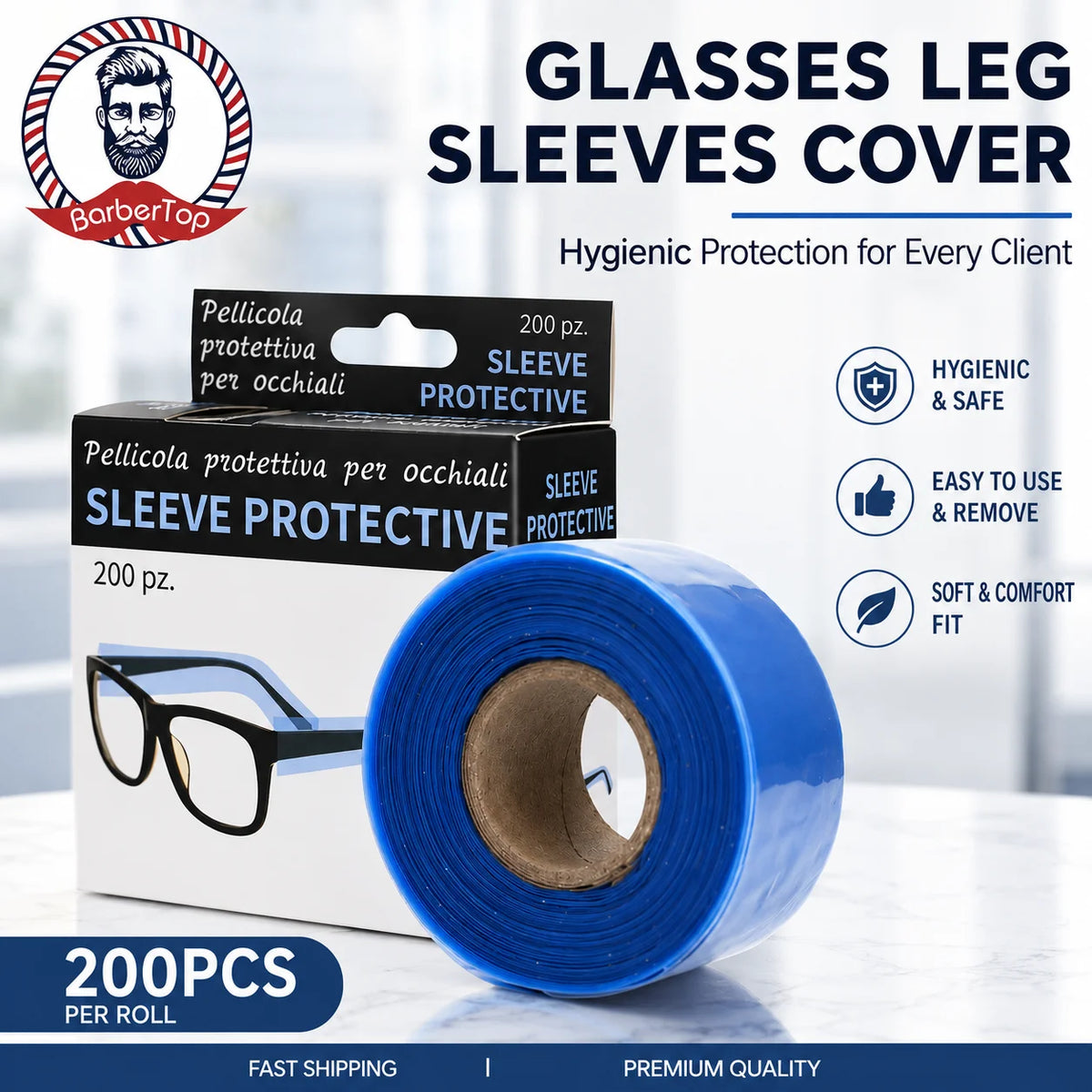 200Pcs Barber Glasses Leg Sleeves – Anti-Slip & Hygienic Eyeglass Sleeve Covers PRIMED