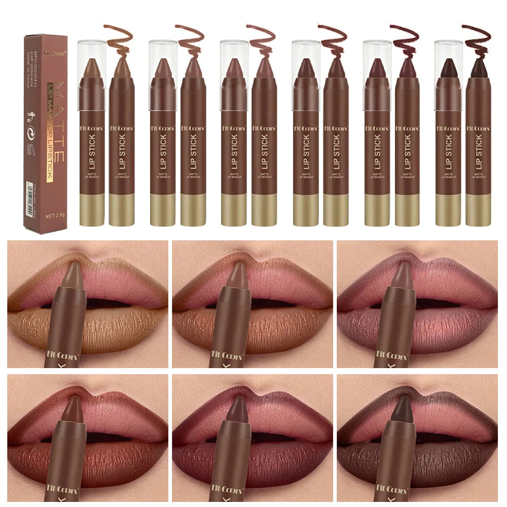 Fit Colors Matte Lip Liner Crayon – Waterproof Chocolate Brown Matte Lip Liner PRIMED