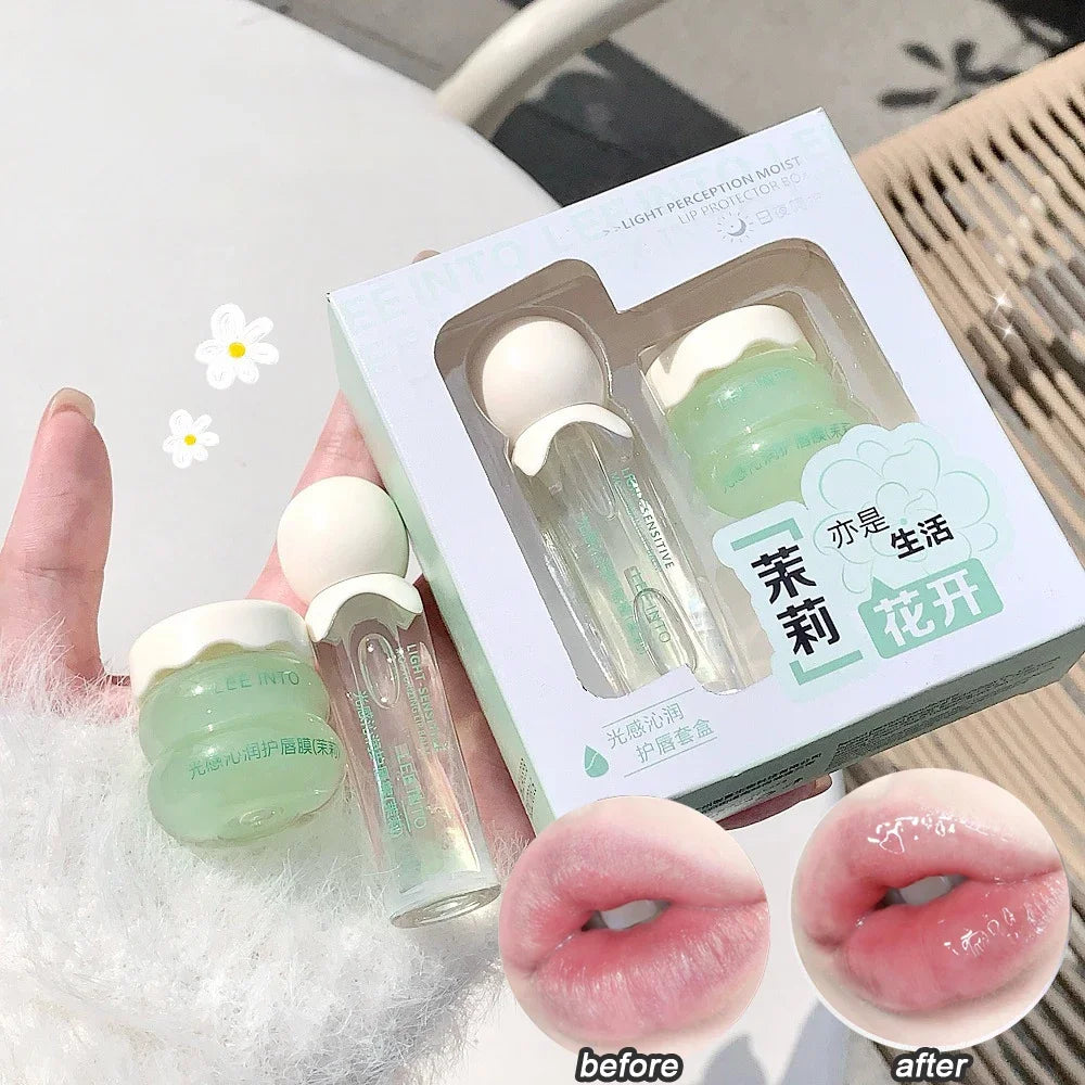 Strawberry Lip Oil & Jelly Night Mask Set – Hydrating Lip Care