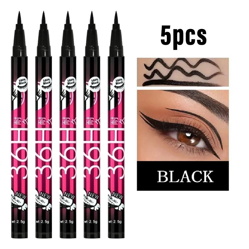 Black Liquid Eyeliner Pen – Ultra-Fine Waterproof Tip (1/2/5pk) Liquid Eyeliner Pen PRIMED Black-5pcs