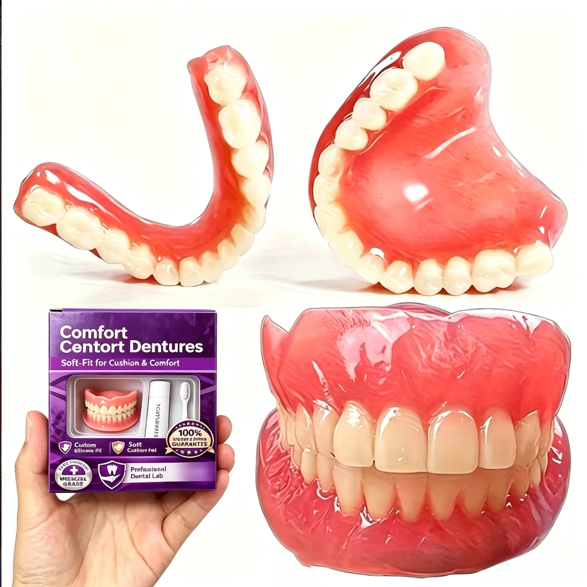 Silicone Dentures Full Set – Upper & Lower Fake Teeth Combo