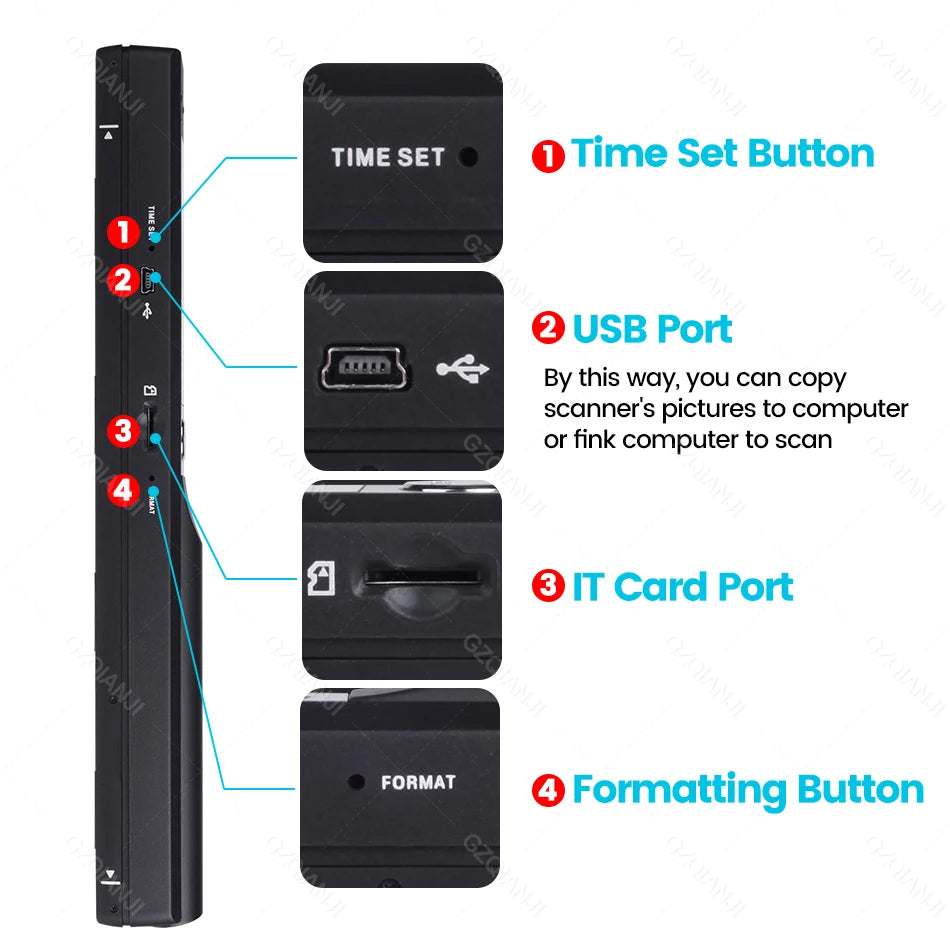 Portable Handheld Document Scanner A4 – 300/600/900 DPI JPG PDF Handheld Document Scanner PRIMED