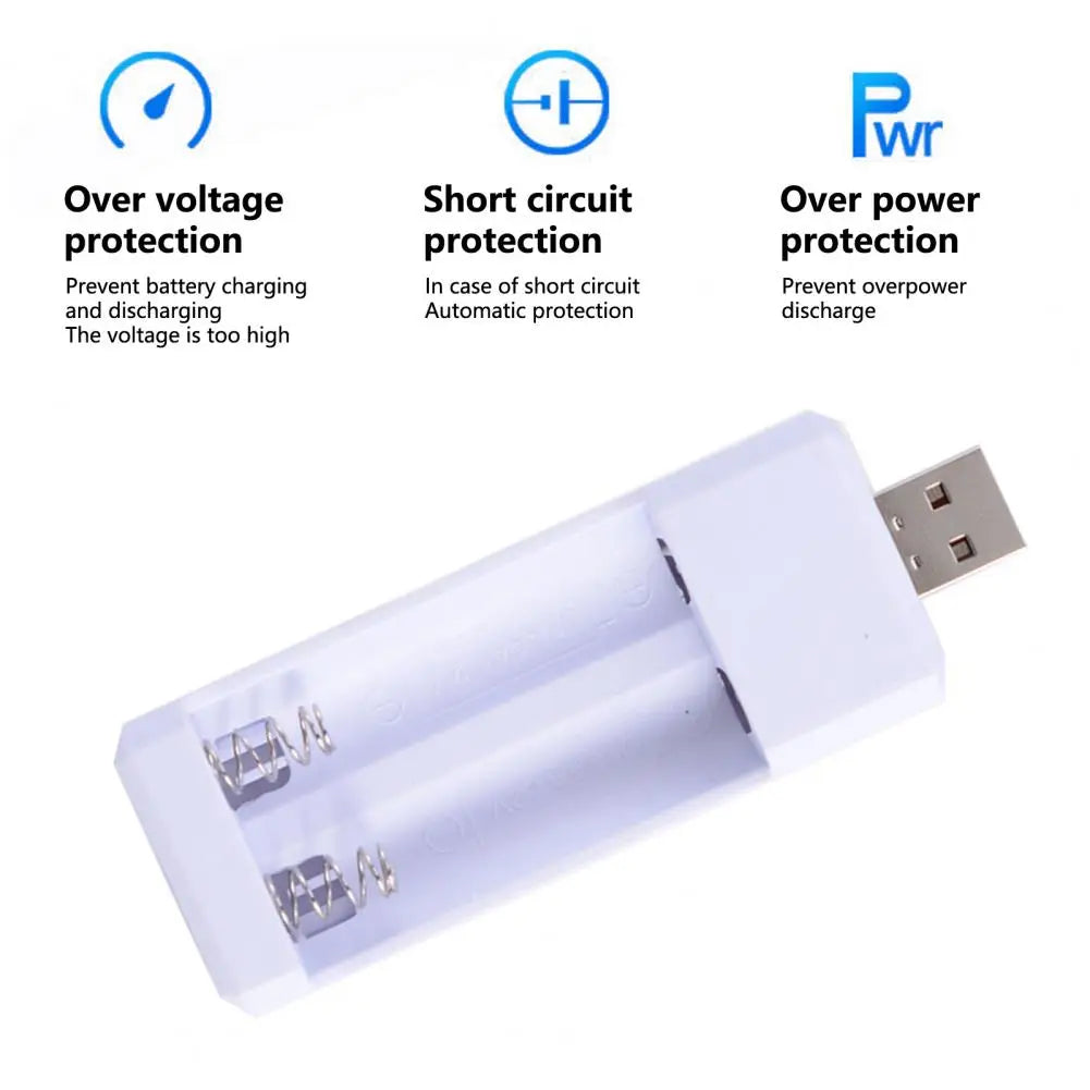 USB AA/AAA 2-Slot Smart Battery Charger 5V 1A Battery Charger PRIMED