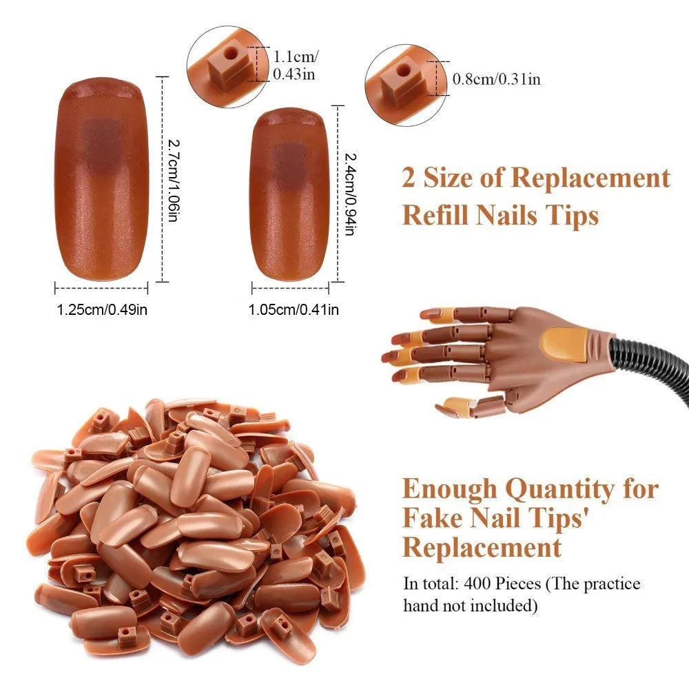 300Pcs ABS Nail Practice Replacement Tips – Brown Finger Tips Nail Practice Tips PRIMED