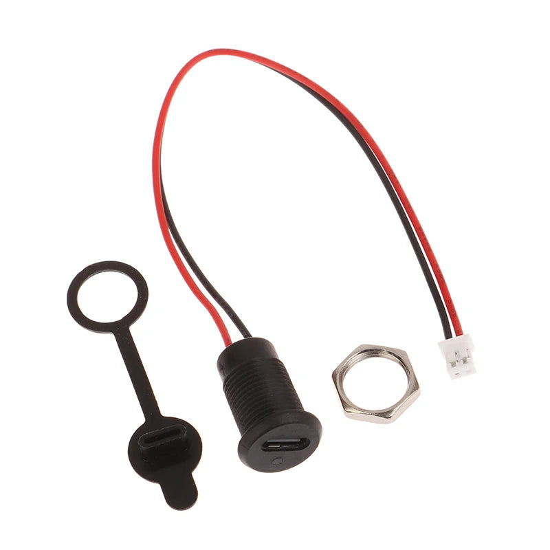 USB-C 2-Pin Waterproof Female Connector Jack PH2.0 Snap Lock