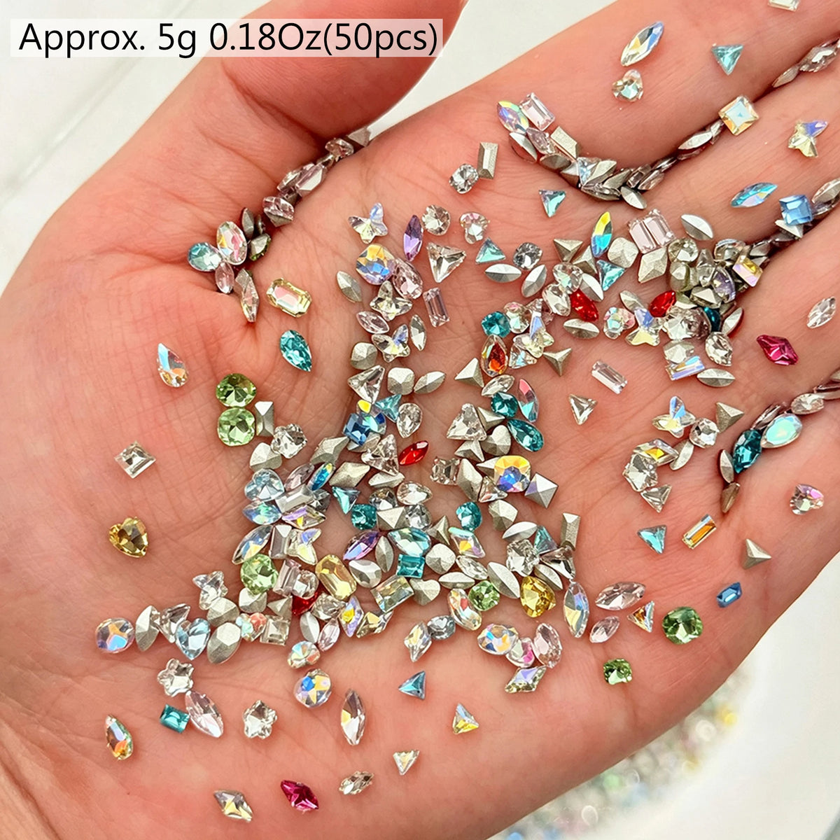 50Pcs Heart-Shaped Nail Rhinestones | 3D Candy Color Gems Nail Art Rhinestones PRIMED S3