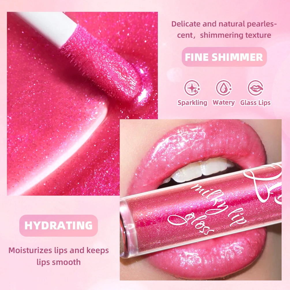 QiBest Coral Pink Glitter Lip Gloss – Shimmer Lip Oil Glaze