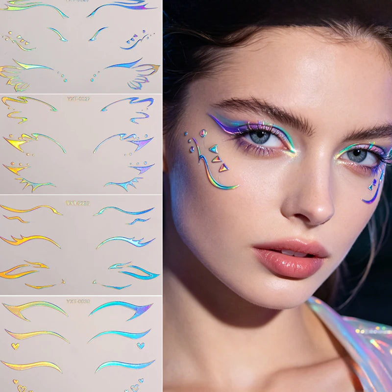 Holographic Laser Eyeliner Stickers – Waterproof Face Art Decals Face Art Sticker PRIMED