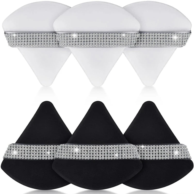 Triangle Velvet Powder Puff Set 3/6 Pcs – Soft Sponge