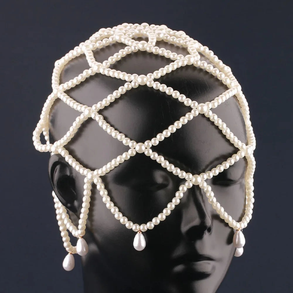 Handmade Pearl Beaded Bridal Hat | Elegant Mesh Headpiece Bridal Headpiece Hat PRIMED