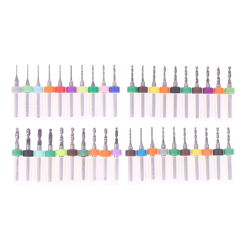 10-Pack Tungsten Carbide PCB Micro Drill Bits | CNC 3.175mm PCB Drill Bit Set PRIMED