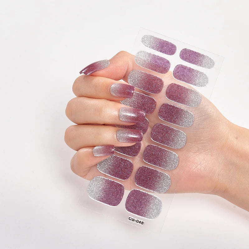 Semi-Cured Gel Nail Wraps Full Cover Stickers – 16pc Set
