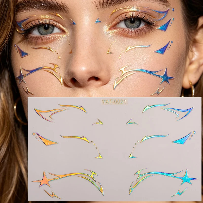 Holographic Laser Eyeliner Stickers – Waterproof Face Art Decals