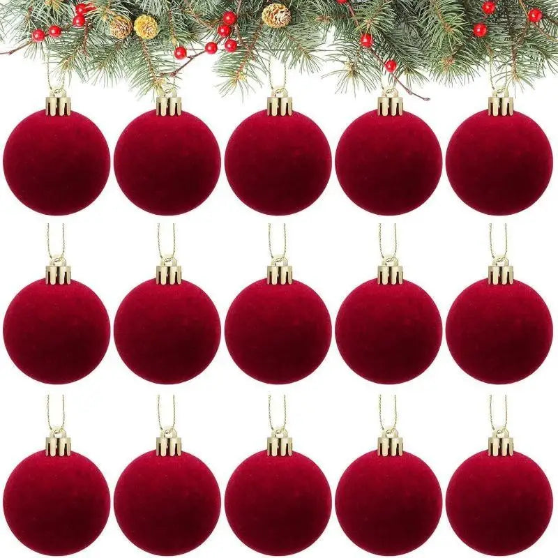 Burgundy Velvet Christmas Ball Ornaments 3cm | 6–20 Pack