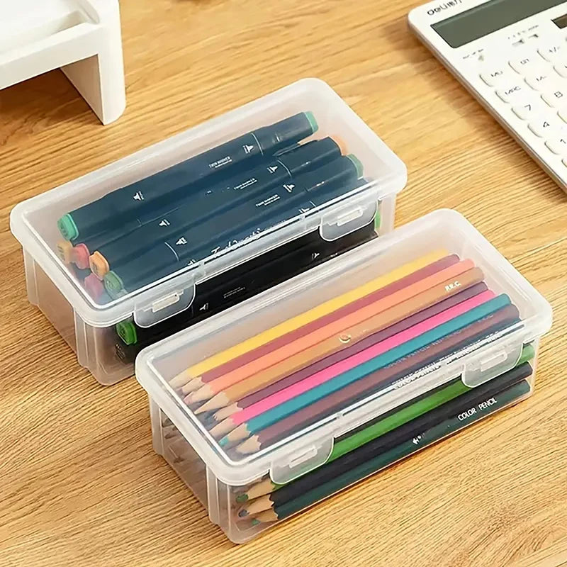 Large Transparent Pencil Box – Waterproof Buckle Stationery Case