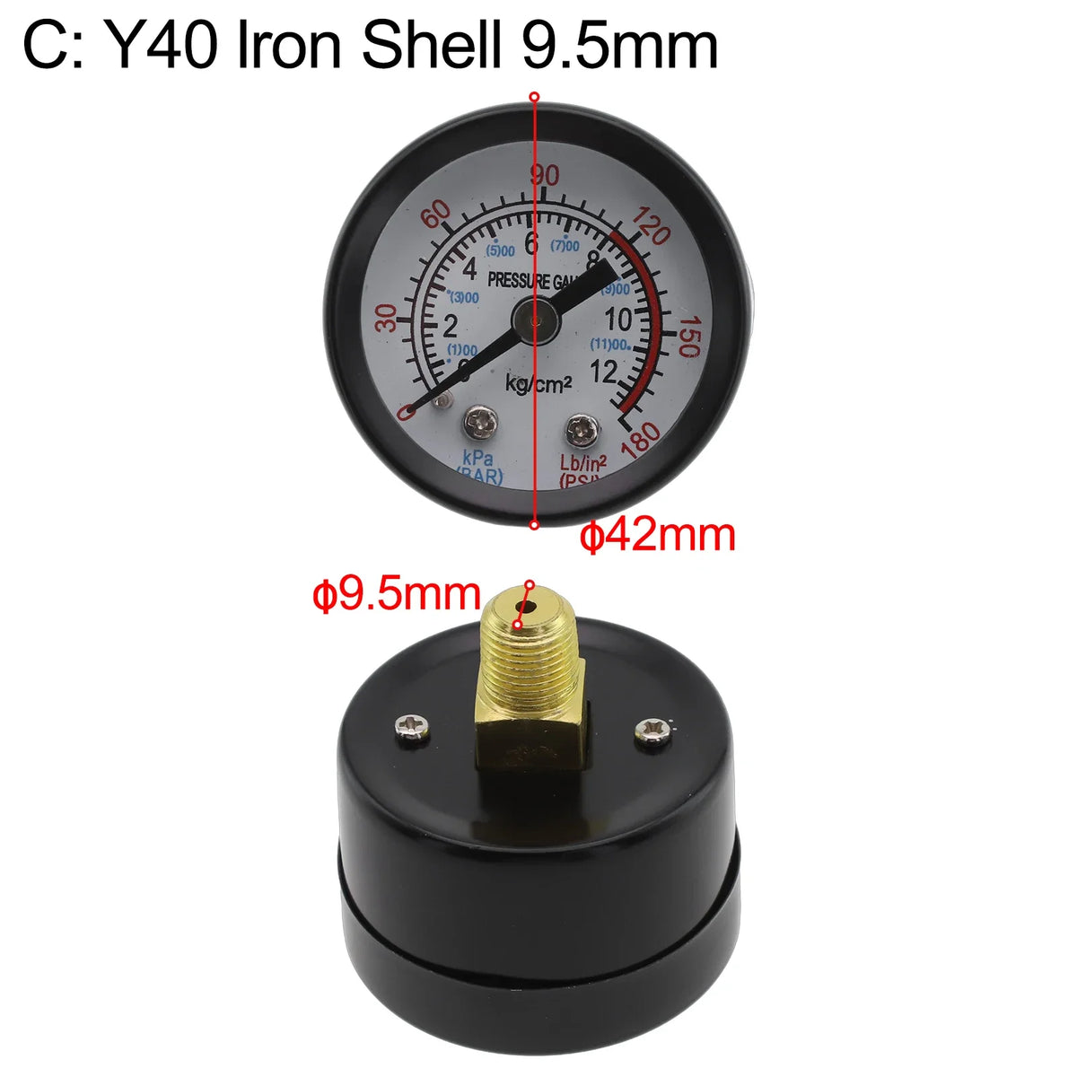 Y40/Y50 Pressure Gauge 0–180 PSI | Air, Gas, Water & Fuel