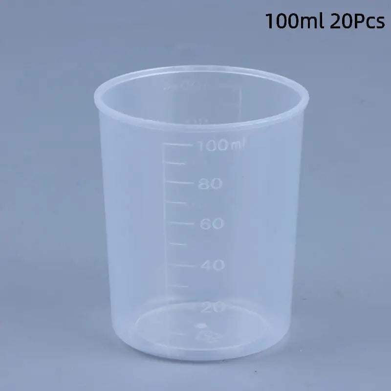 20PCS Mini Graduated Measuring Cups 30–100ml | Clear Plastic