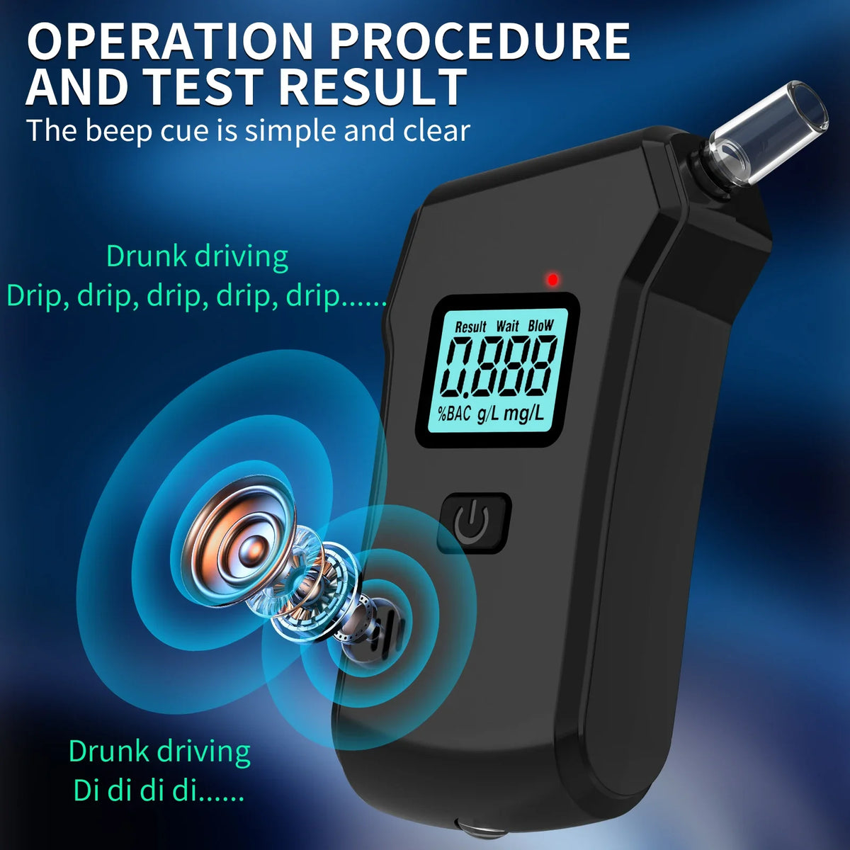 Portable Breathalyzer Alcohol Tester – LCD Display, CE Certified Personal Breathalyzer PRIMED